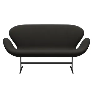 Fritz Hansen Swan™ Sofa 2 Seater, Black Lacquered/Steelcut Trio Dark Brown