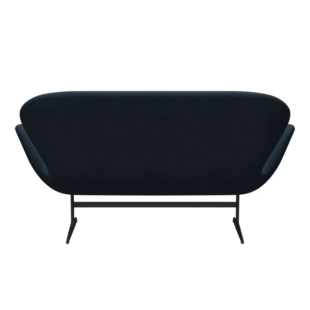 Fritz Hansen Swan™ Sofa 2 Seater, Black Lacquered/Steelcut Trio Dark Dust Blue