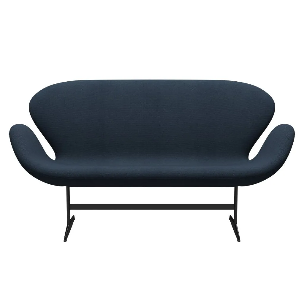 Fritz Hansen Swan™ Sofa 2 Seater, Black Lacquered/Steelcut Trio Dark Dust Blue