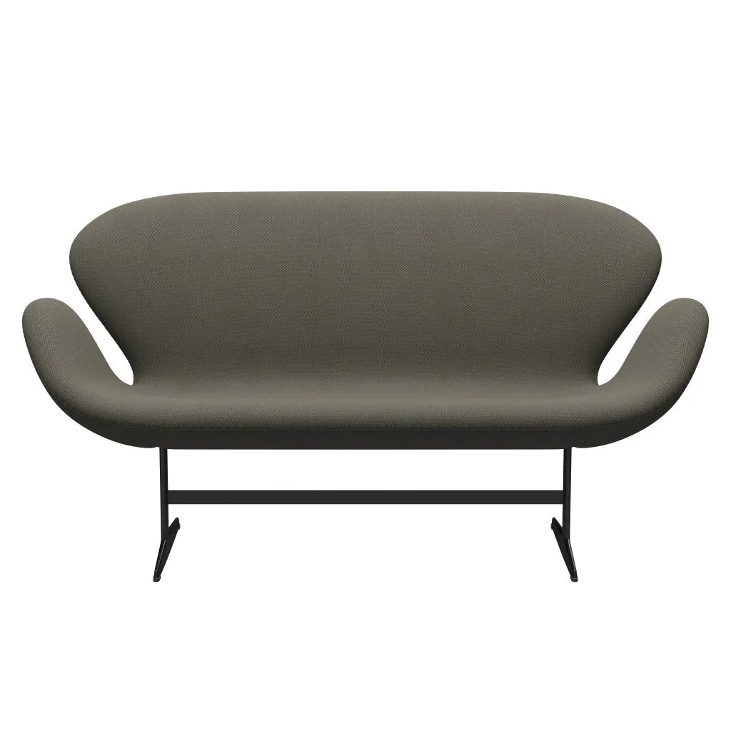 Fritz Hansen Swan™ Sofa 2 Seater, Black Lacquered/Steelcut Trio Grey/Green