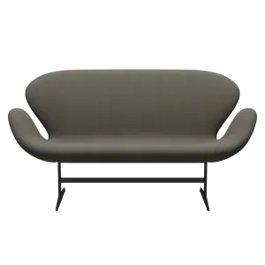 Fritz Hansen Swan™ Sofa 2 Seater, Black Lacquered/Steelcut Trio Grey/Green