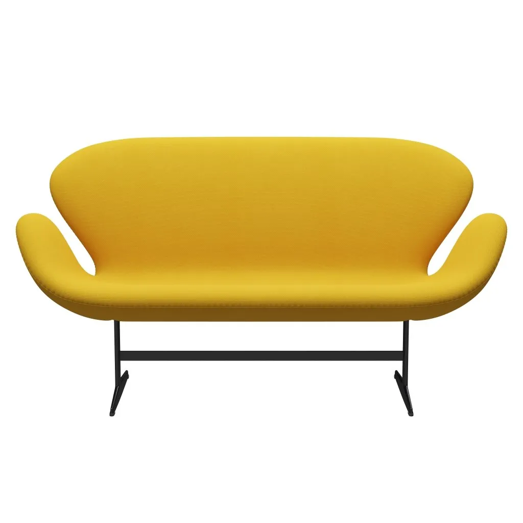 Fritz Hansen Swan™ Sofa 2 Seater, Black Lacquered/Steelcut Yellow