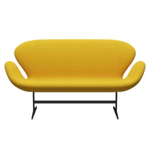Fritz Hansen Swan™ Sofa 2 Seater, Black Lacquered/Steelcut Yellow
