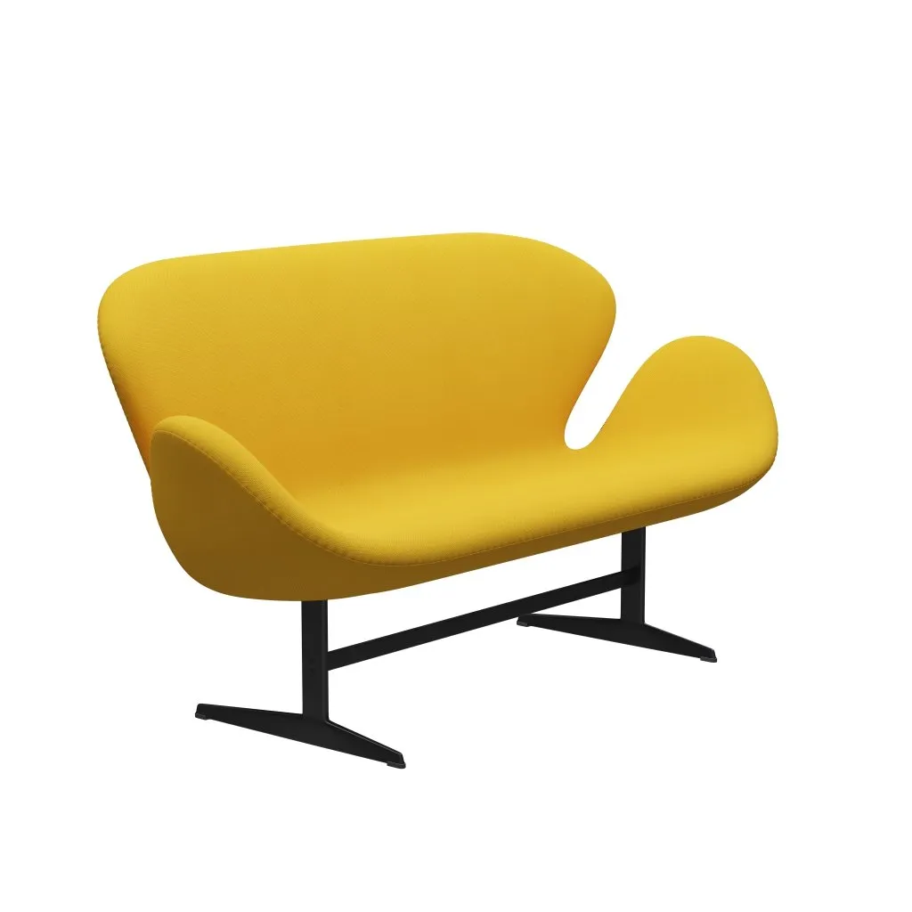 Fritz Hansen Swan™ Sofa 2 Seater, Black Lacquered/Steelcut Yellow
