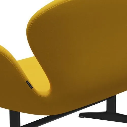 Fritz Hansen Swan™ Sofa 2 Seater, Black Lacquered/Steelcut Yellow