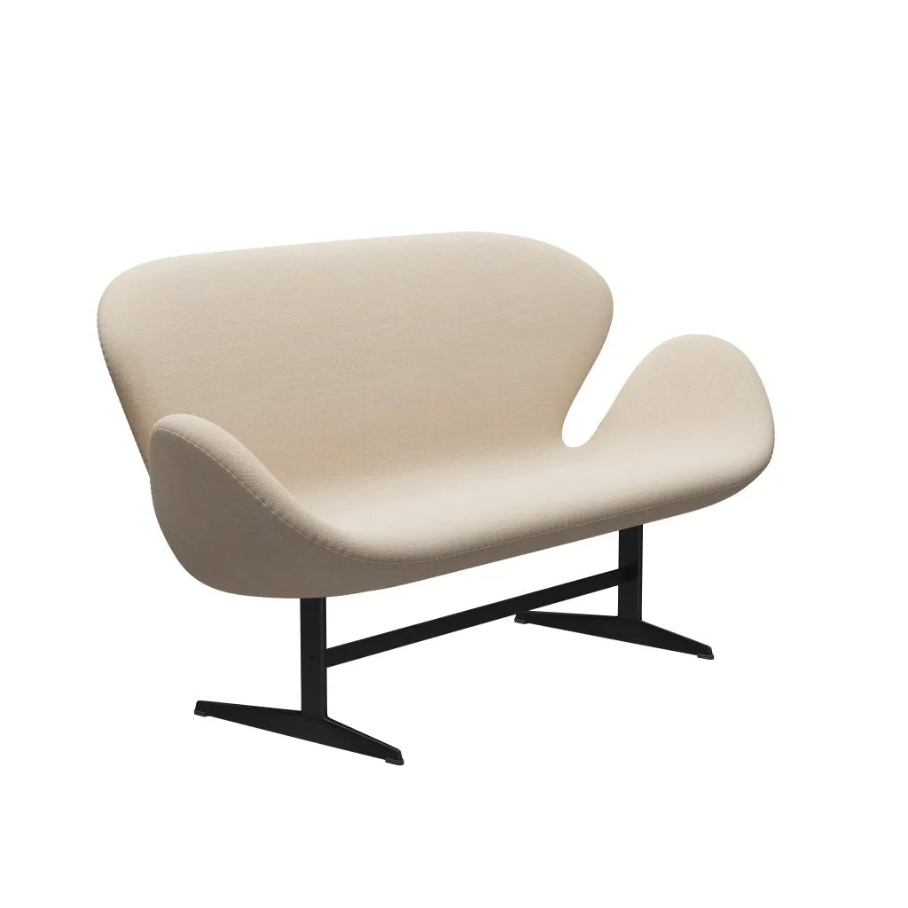 Fritz Hansen Swan™ Sofa 2 Seater, Black Lacquered/Sunniva Crème/Sand
