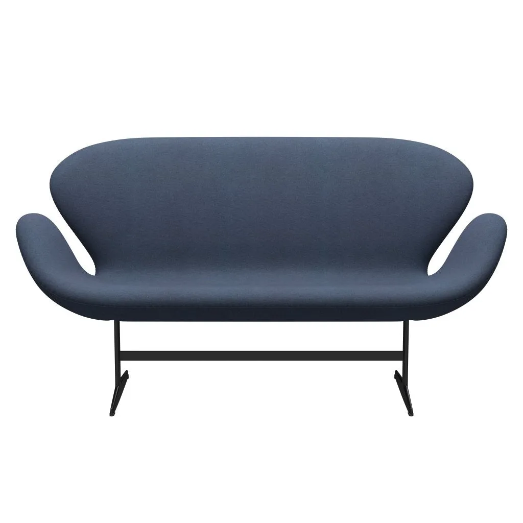 Fritz Hansen Swan™ Sofa 2 Seater, Black Lacquered/Tonus Grey Blue