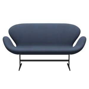 Fritz Hansen Swan™ Sofa 2 Seater, Black Lacquered/Tonus Grey Blue