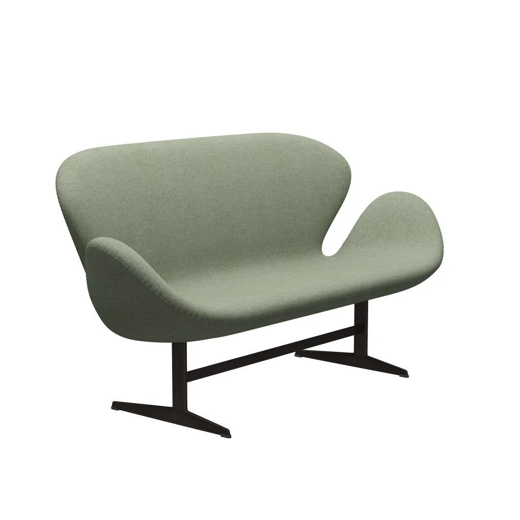 Fritz Hansen Swan™ Sofa 2 Seater, Brown Bronze/Divina Melange Light Green