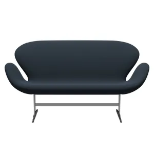 Fritz Hansen Swan™ Sofa 2 Seater, Satin Brushed Aluminium/Capture Blue