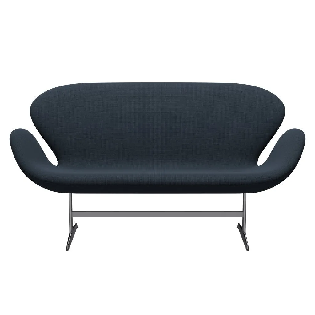 Fritz Hansen Swan™ Sofa 2 Seater, Satin Brushed Aluminium/Capture Blue
