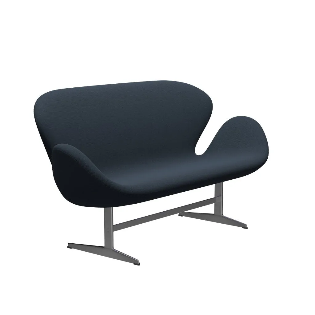 Fritz Hansen Swan™ Sofa 2 Seater, Satin Brushed Aluminium/Capture Blue