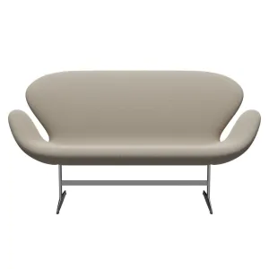 Fritz Hansen Swan™ Sofa 2 Seater, Satin Brushed Aluminium/Capture Grey Sand