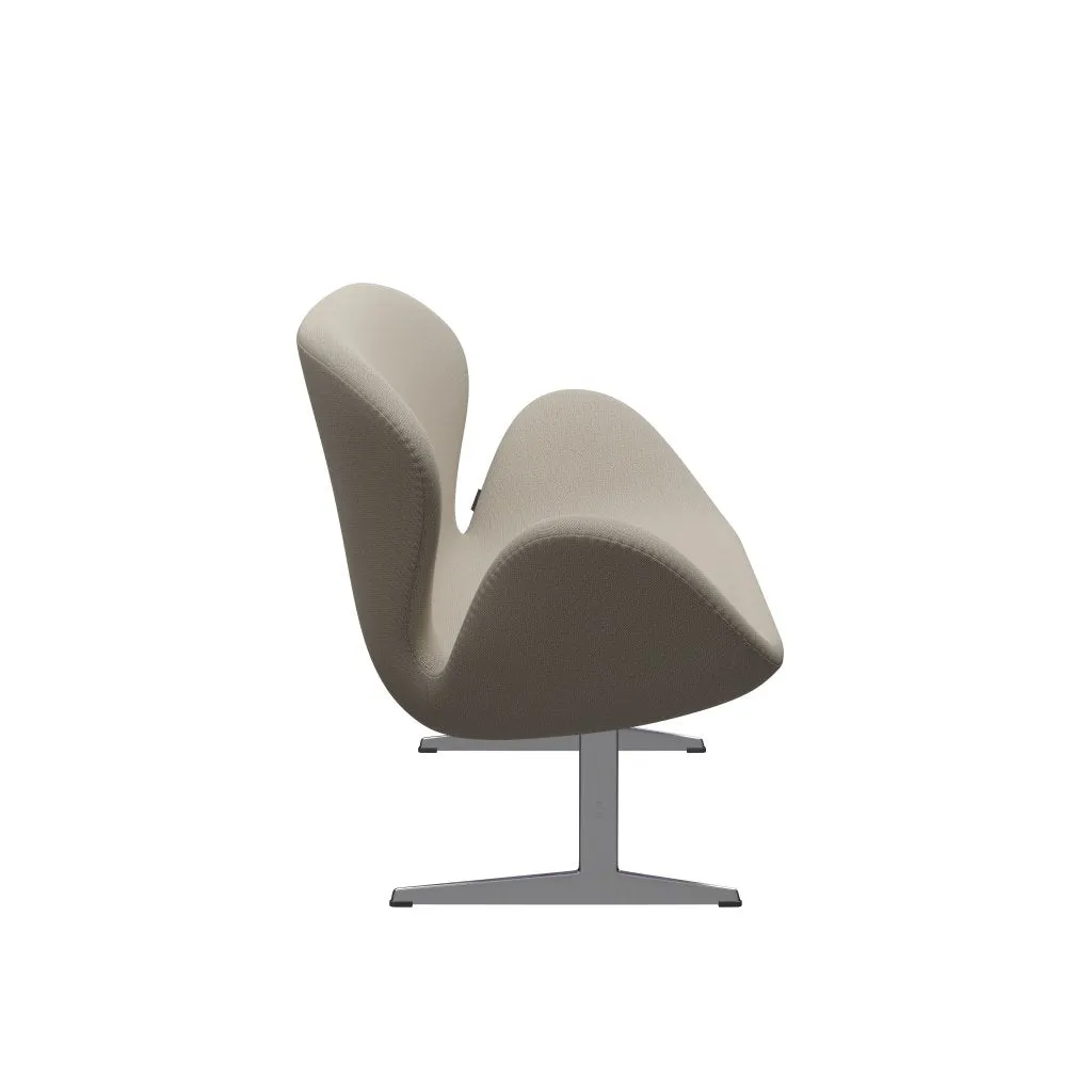 Fritz Hansen Swan™ Sofa 2 Seater, Satin Brushed Aluminium/Capture Grey Sand