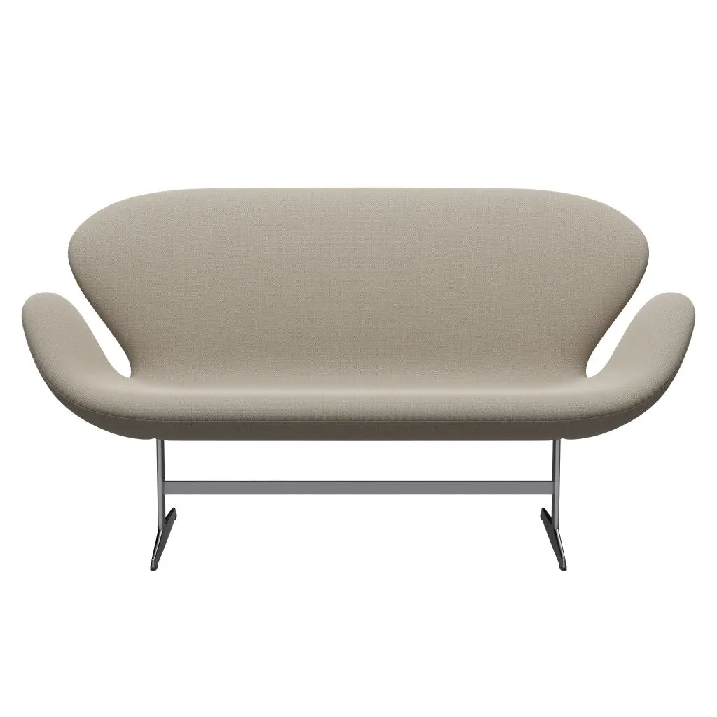 Fritz Hansen Swan™ Sofa 2 Seater, Satin Brushed Aluminium/Capture Grey Sand