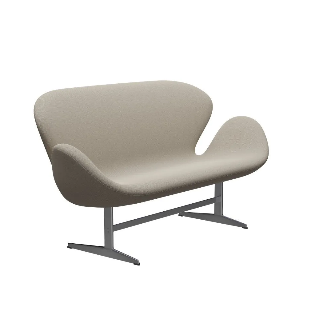 Fritz Hansen Swan™ Sofa 2 Seater, Satin Brushed Aluminium/Capture Grey Sand