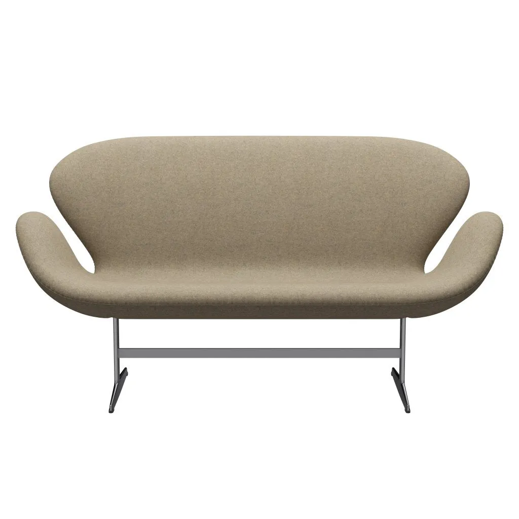Fritz Hansen Swan™ Sofa 2 Seater, Satin Brushed Aluminium/Divina Melange Grey Sand