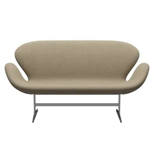 Fritz Hansen Swan™ Sofa 2 Seater, Satin Brushed Aluminium/Divina Melange Grey Sand