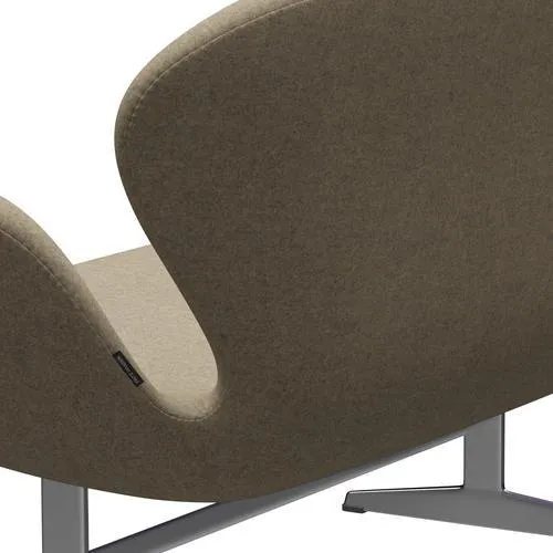 Fritz Hansen Swan™ Sofa 2 Seater, Satin Brushed Aluminium/Divina Melange Grey Sand