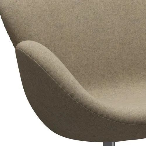 Fritz Hansen Swan™ Sofa 2 Seater, Satin Brushed Aluminium/Divina Melange Grey Sand