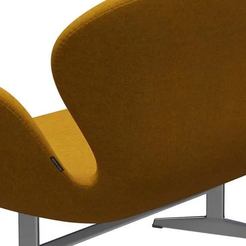 Fritz Hansen Swan™ Sofa 2 Seater, Satin Brushed Aluminium/Divina Melange Ochre Yellow