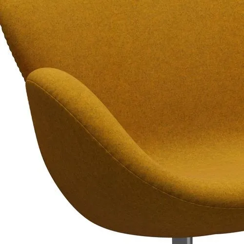 Fritz Hansen Swan™ Sofa 2 Seater, Satin Brushed Aluminium/Divina Melange Ochre Yellow
