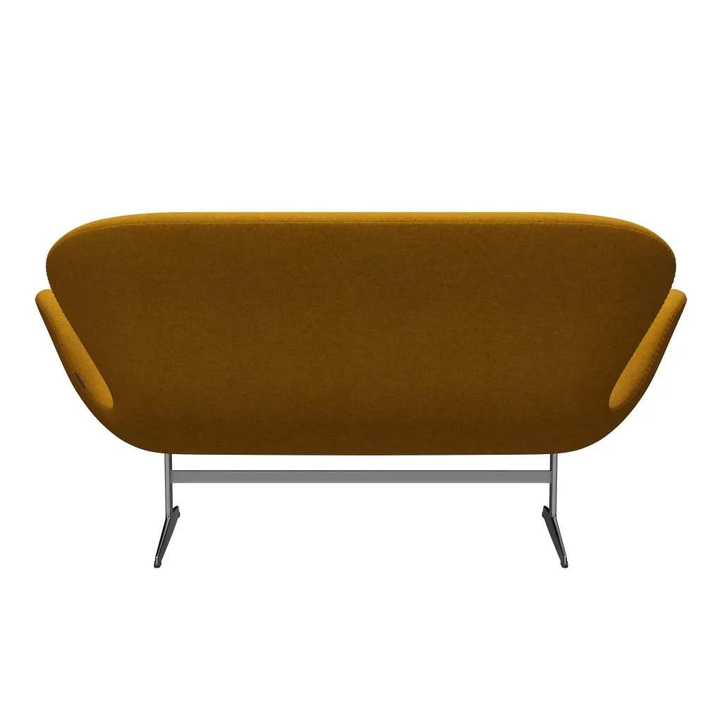 Fritz Hansen Swan™ Sofa 2 Seater, Satin Brushed Aluminium/Divina Melange Ochre Yellow