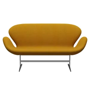 Fritz Hansen Swan™ Sofa 2 Seater, Satin Brushed Aluminium/Divina Melange Ochre Yellow