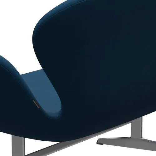 Fritz Hansen Swan™ Sofa 2 Seater, Satin Brushed Aluminium/Fame Dark Blue Brown