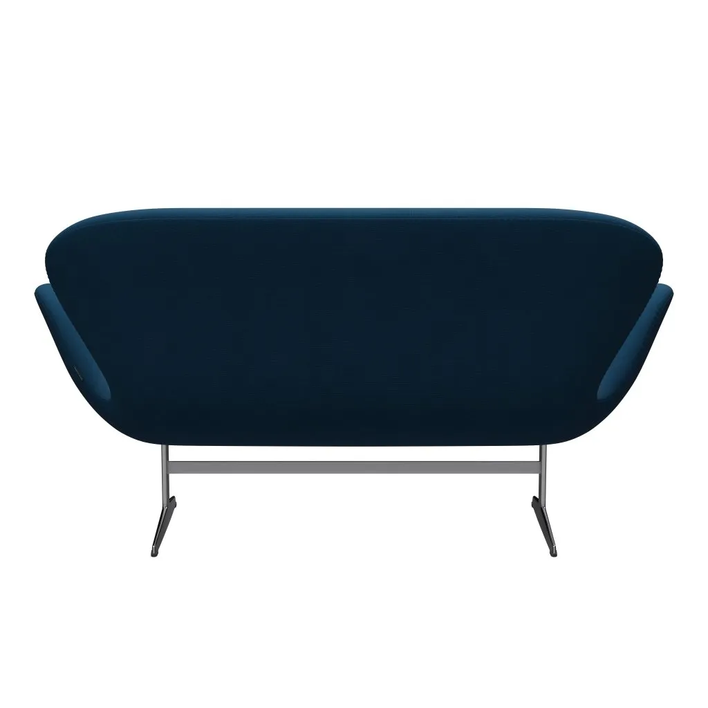 Fritz Hansen Swan™ Sofa 2 Seater, Satin Brushed Aluminium/Fame Dark Blue Brown