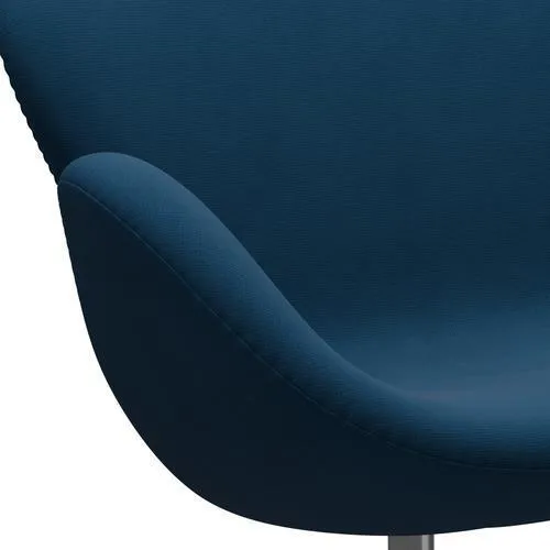 Fritz Hansen Swan™ Sofa 2 Seater, Satin Brushed Aluminium/Fame Dark Blue Brown
