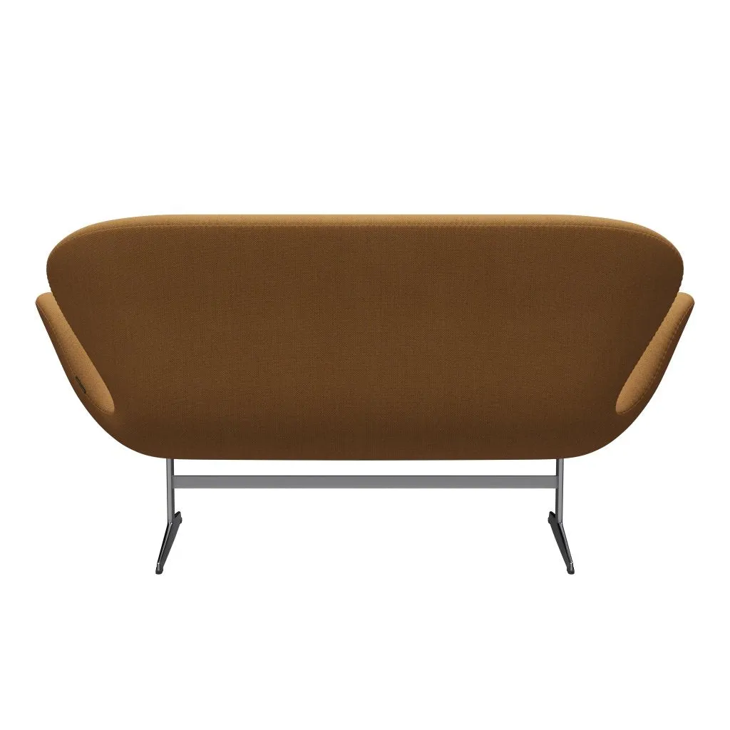 Fritz Hansen Swan™ Sofa 2 Seater, Satin Brushed Aluminium/Fiord Orange