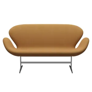Fritz Hansen Swan™ Sofa 2 Seater, Satin Brushed Aluminium/Fiord Orange
