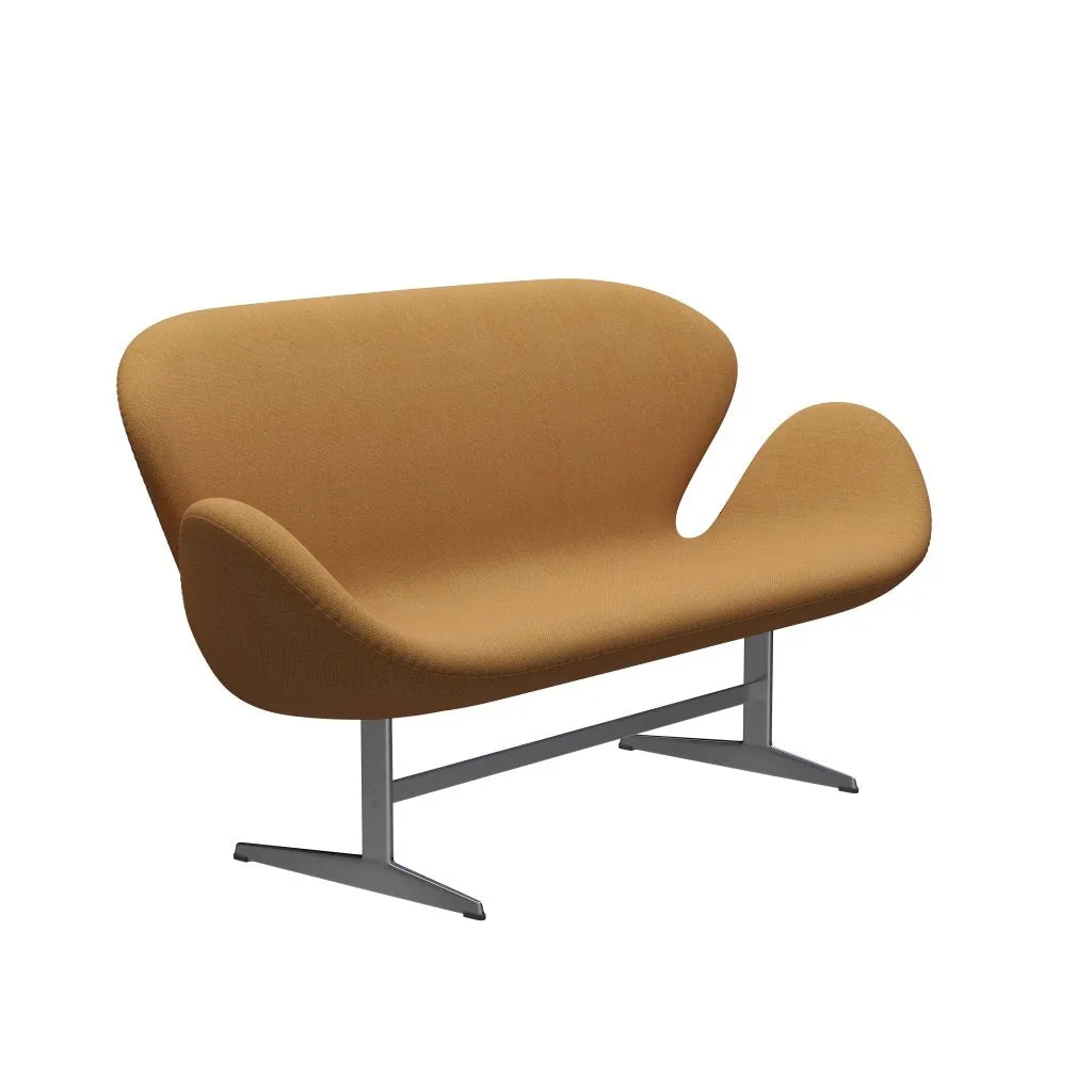 Fritz Hansen Swan™ Sofa 2 Seater, Satin Brushed Aluminium/Fiord Orange