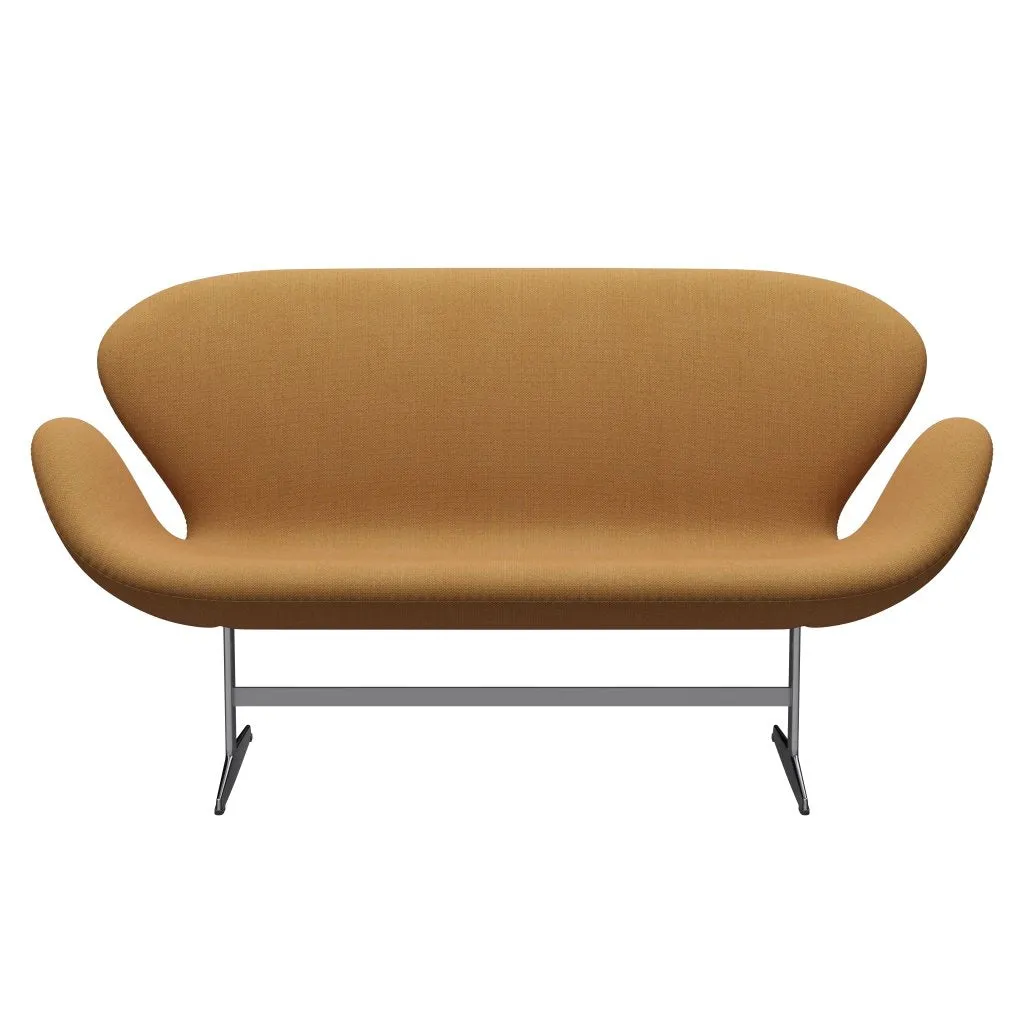 Fritz Hansen Swan™ Sofa 2 Seater, Satin Brushed Aluminium/Fiord Orange