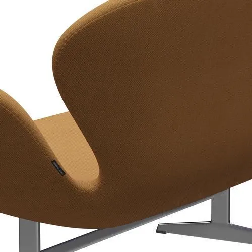 Fritz Hansen Swan™ Sofa 2 Seater, Satin Brushed Aluminium/Fiord Orange