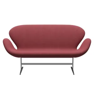 Fritz Hansen Swan™ Sofa 2 Seater, Satin Brushed Aluminium/Fiord Pink