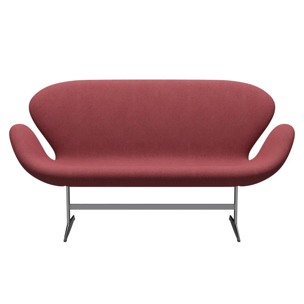 Fritz Hansen Swan™ Sofa 2 Seater, Satin Brushed Aluminium/Fiord Pink