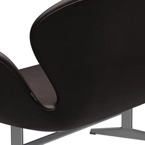 Fritz Hansen Swan™ Sofa 2 Seater, Satin Brushed Aluminium/Grace Dark Brown