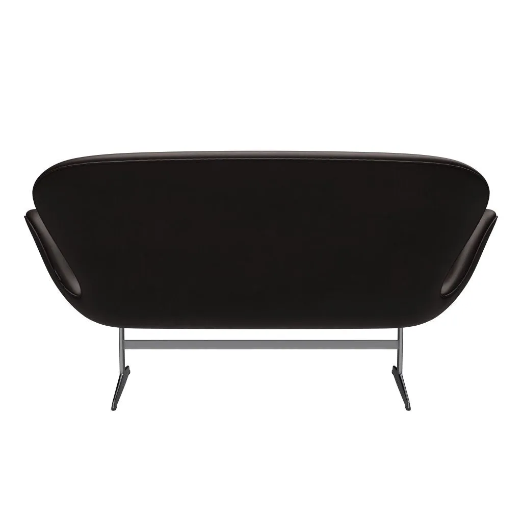 Fritz Hansen Swan™ Sofa 2 Seater, Satin Brushed Aluminium/Grace Dark Brown