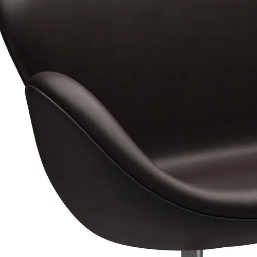 Fritz Hansen Swan™ Sofa 2 Seater, Satin Brushed Aluminium/Grace Dark Brown