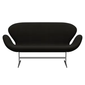 Fritz Hansen Swan™ Sofa 2 Seater, Satin Brushed Aluminium/Hallingdal Brown/Dark Grey