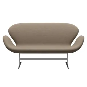 Fritz Hansen Swan™ Sofa 2 Seater, Satin Brushed Aluminium/Re Wool Beige/Natural