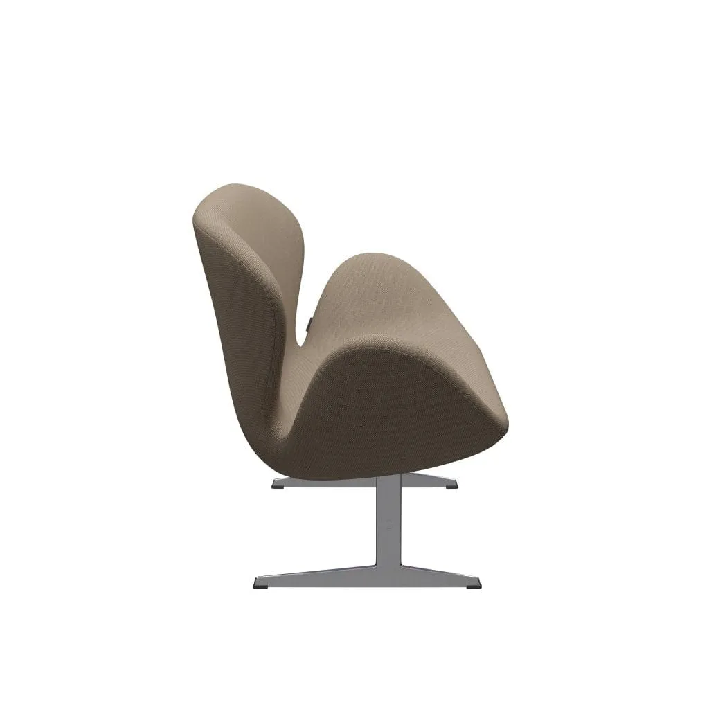 Fritz Hansen Swan™ Sofa 2 Seater, Satin Brushed Aluminium/Re Wool Beige/Natural