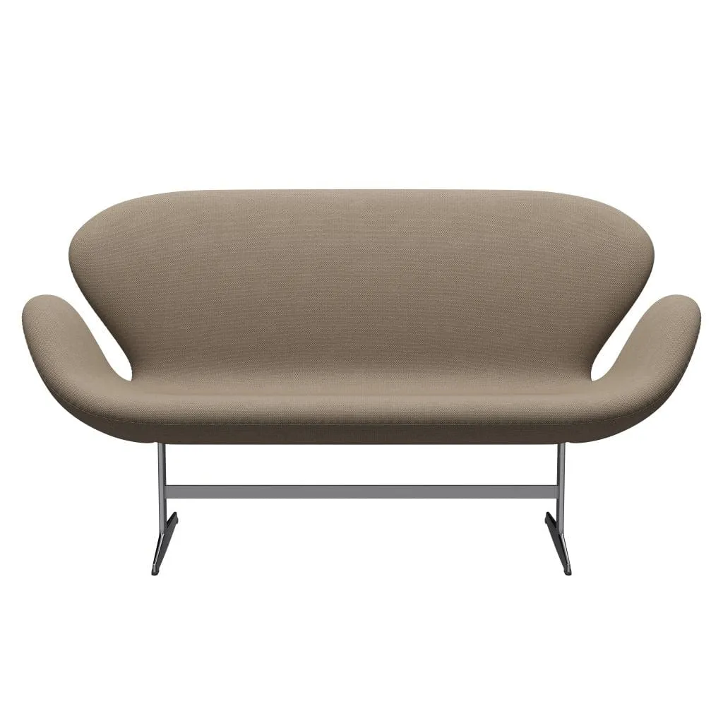 Fritz Hansen Swan™ Sofa 2 Seater, Satin Brushed Aluminium/Re Wool Beige/Natural