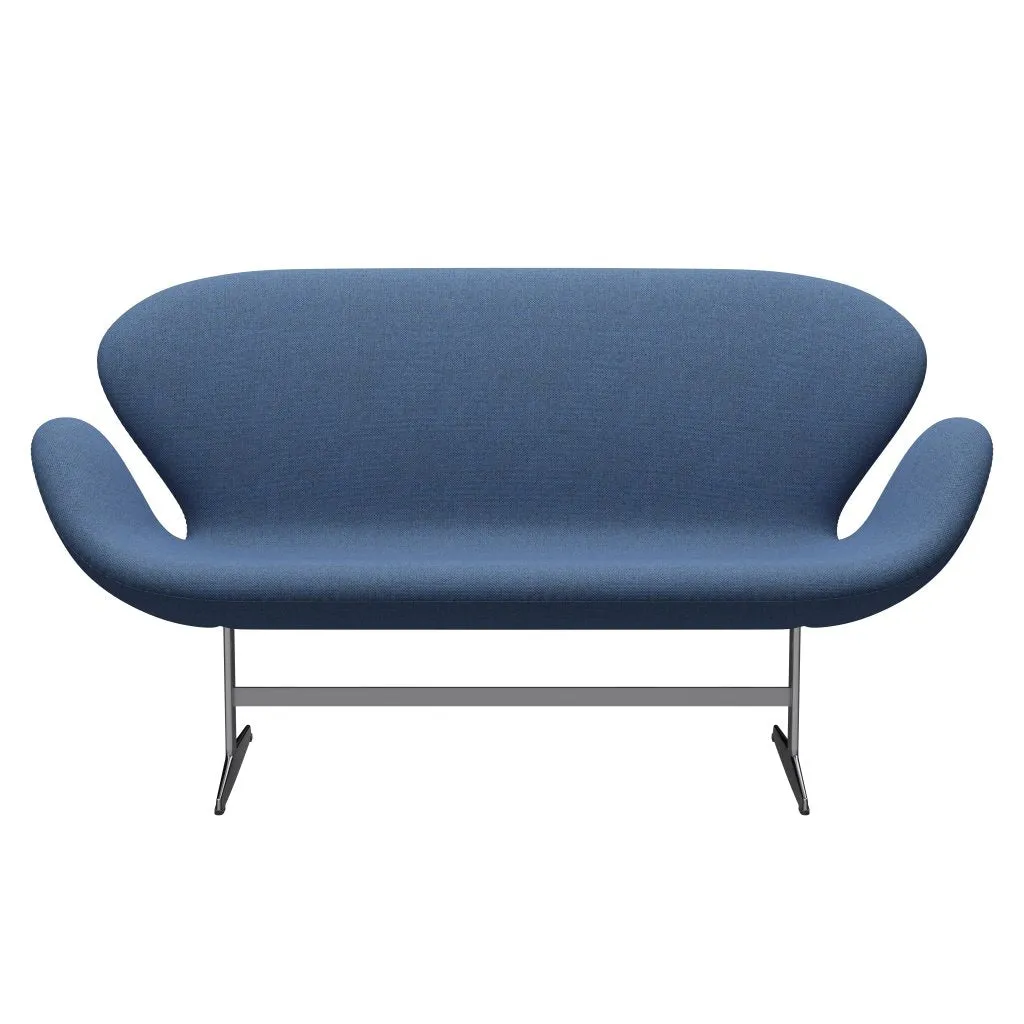 Fritz Hansen Swan™ Sofa 2 Seater, Satin Brushed Aluminium/Re Wool Blue/Natural