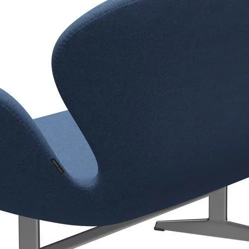 Fritz Hansen Swan™ Sofa 2 Seater, Satin Brushed Aluminium/Re Wool Blue/Natural