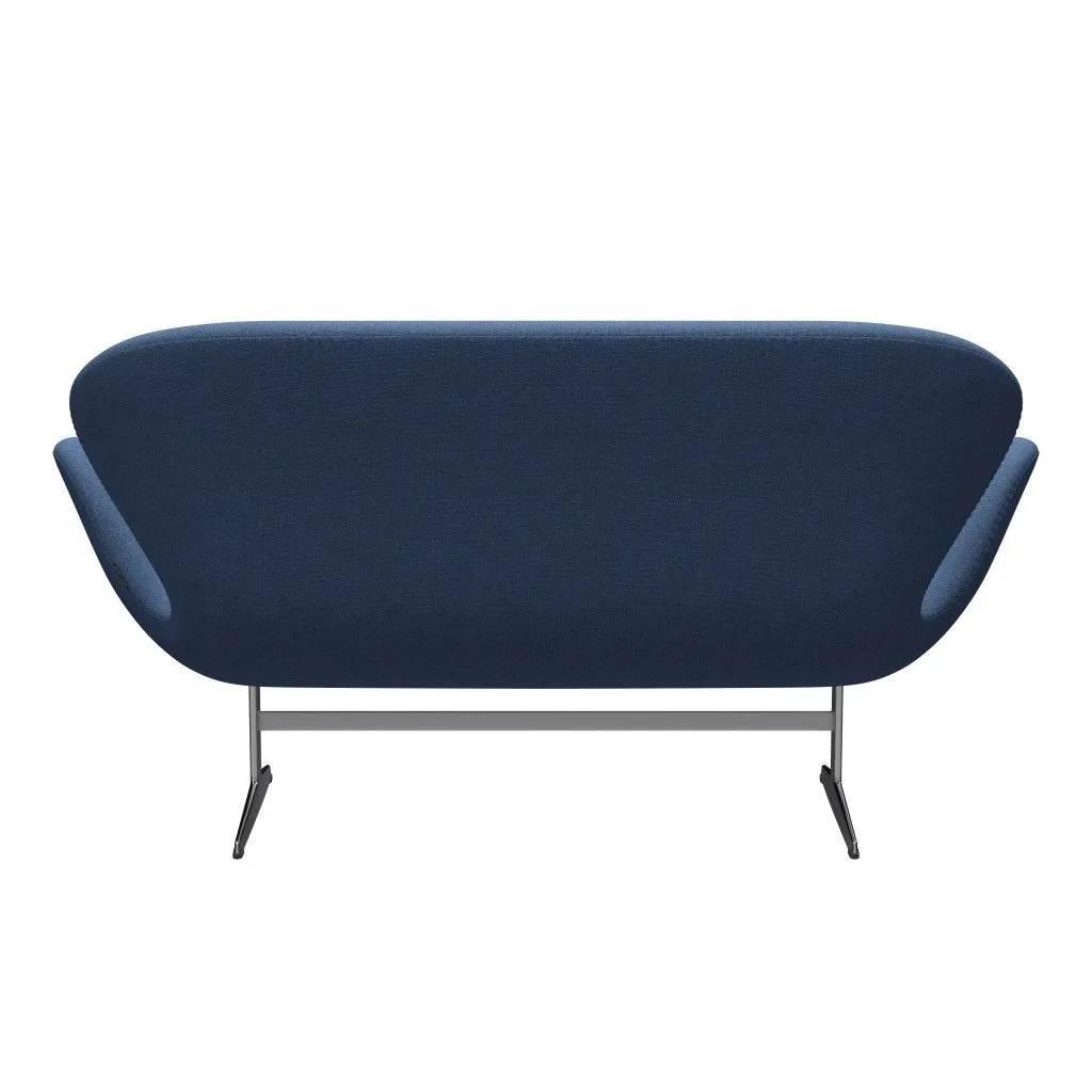 Fritz Hansen Swan™ Sofa 2 Seater, Satin Brushed Aluminium/Re Wool Blue/Natural