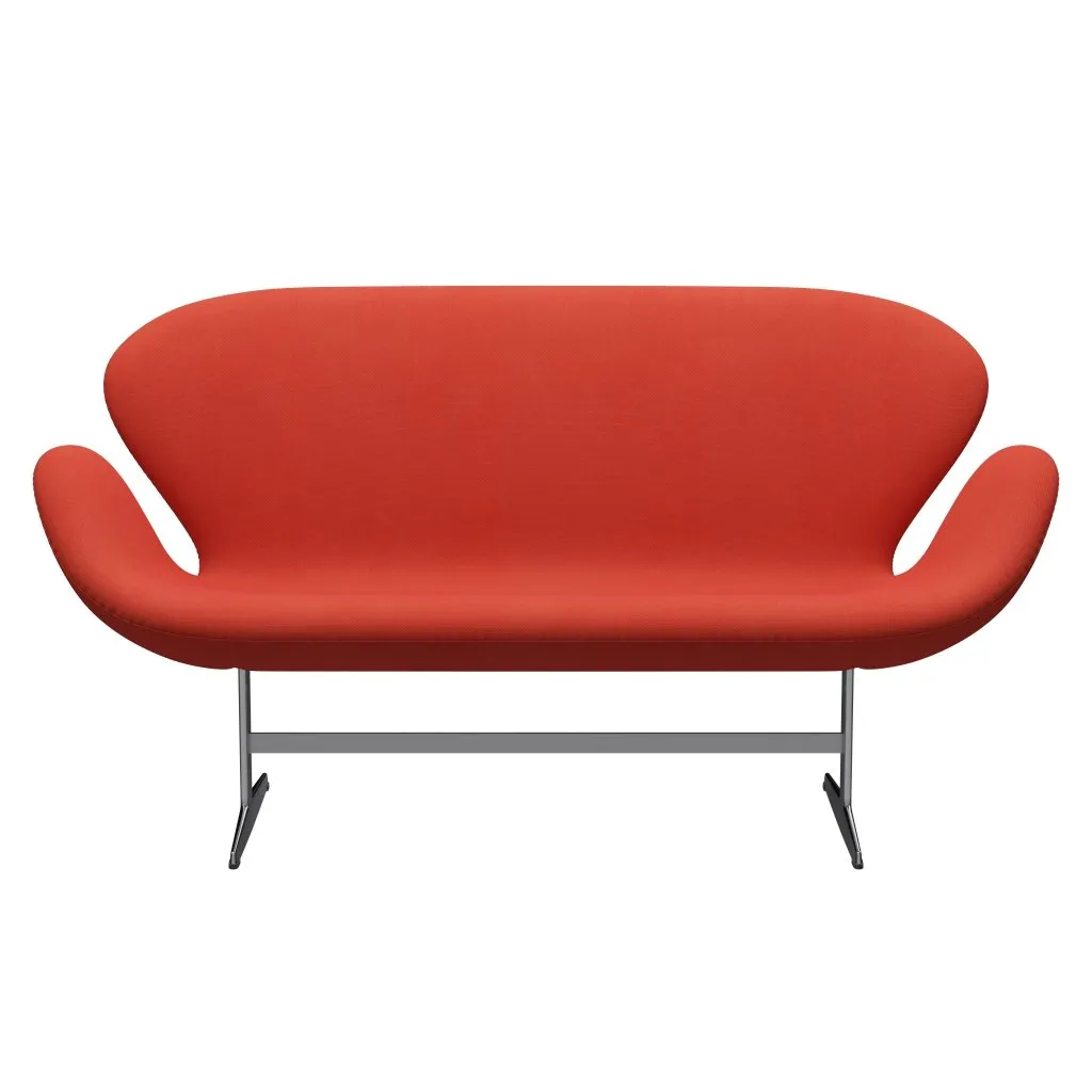 Fritz Hansen Swan™ Sofa 2 Seater, Satin Brushed Aluminium/Steelcut Light Red