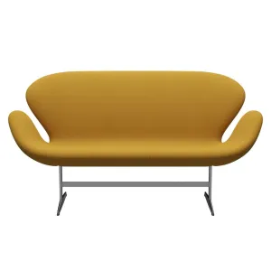 Fritz Hansen Swan™ Sofa 2 Seater, Satin Brushed Aluminium/Steelcut Trio Mustard